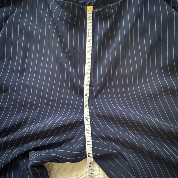 Chico's Blue + White Pinstrip Classic Straight-Leg Cut Trousers - Picture 12 of 15